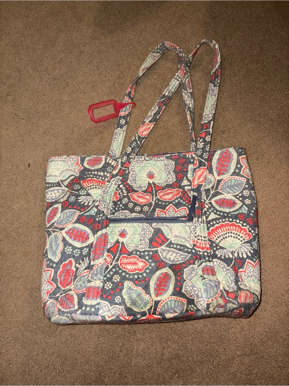 Vera Bradley Tote Bag in Blue, Red & Cream